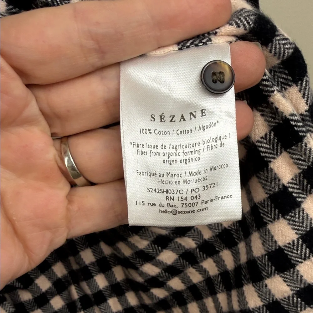 SÉZANE black and ecru Max flannel button up shirt 10 - Picture 4 of 8